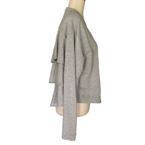 AIKO Gray Tiered Ruffle Back Marled Knit Sweatshirt Bolero Cardigan - S - Picture 5 of 12